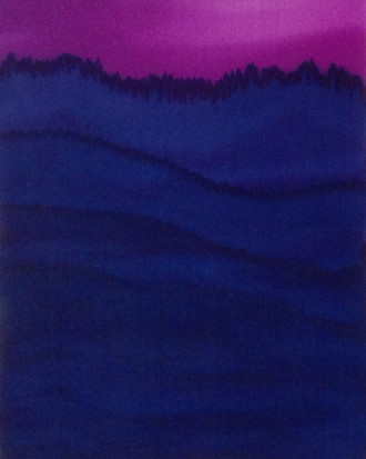 Silk Painting, Monochromatic Mountain Series, Blue Violet