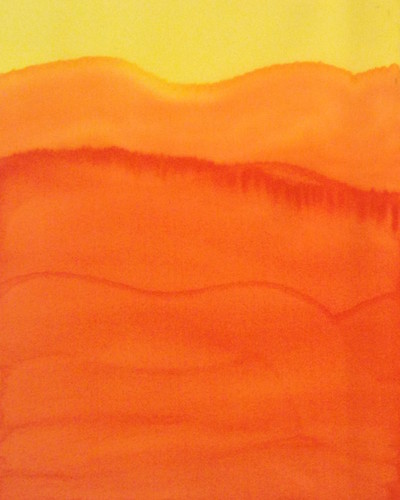 Silk Painting, Monochromatic Mountain Series, Yellow